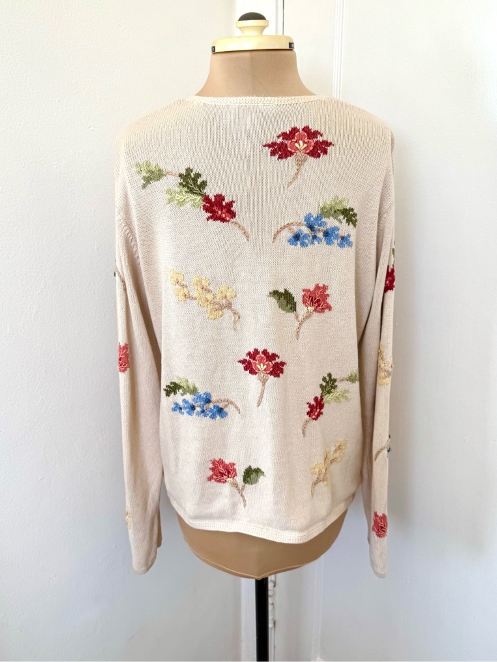 VTG 80s 90s Cottagecore Coquette Floral Embroidered Cardigan size M - Picture 6 of 16